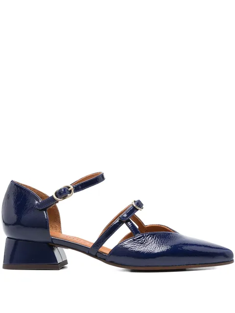 30mm double-buckle heeled pumps