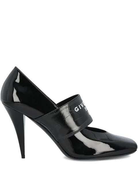 Sliced Square Tape patent leather pumps
