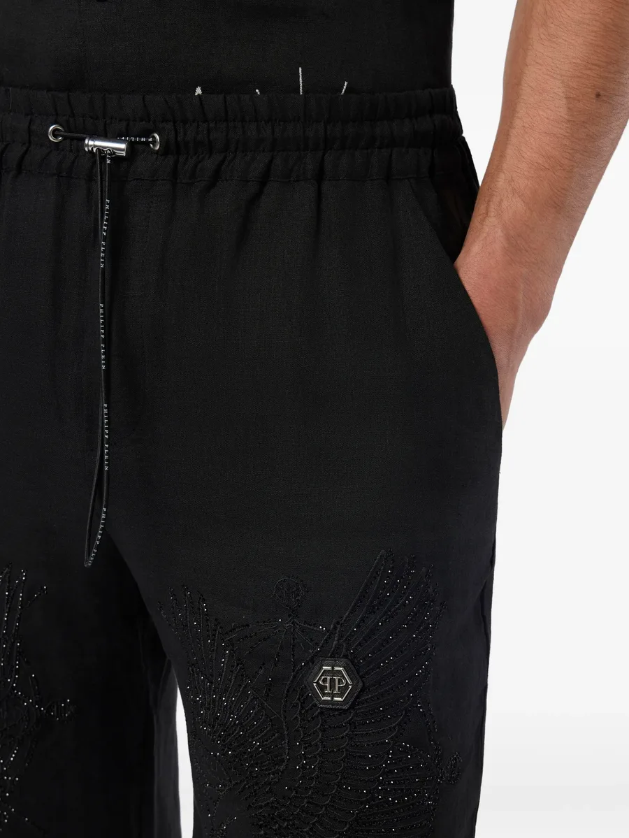 embroidered linen bowling shorts 8