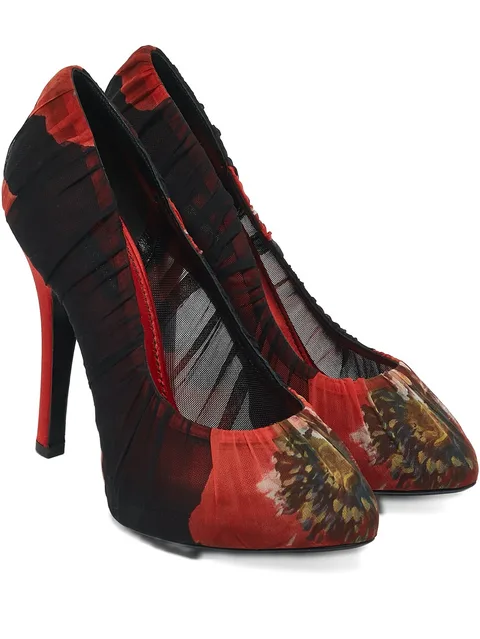 125mm floral-print pumps