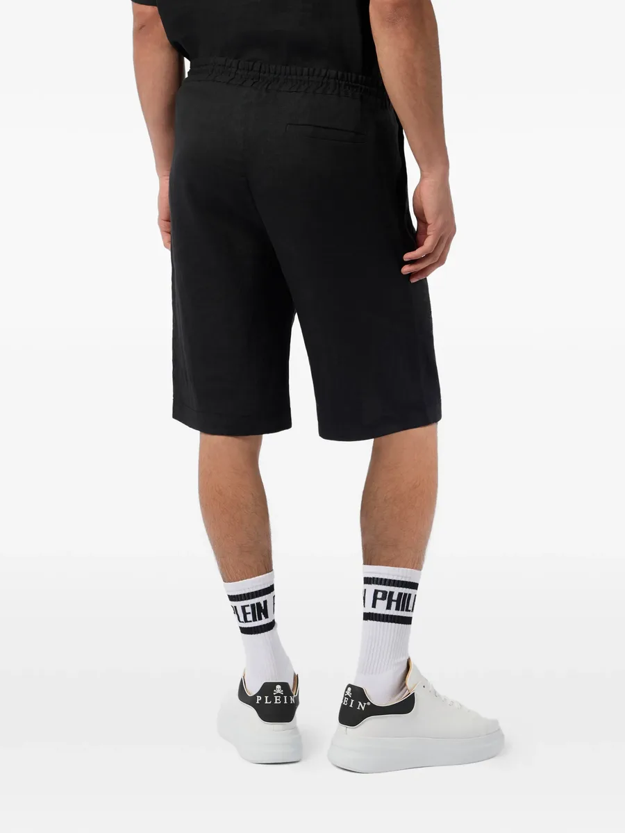 embroidered linen bowling shorts 6