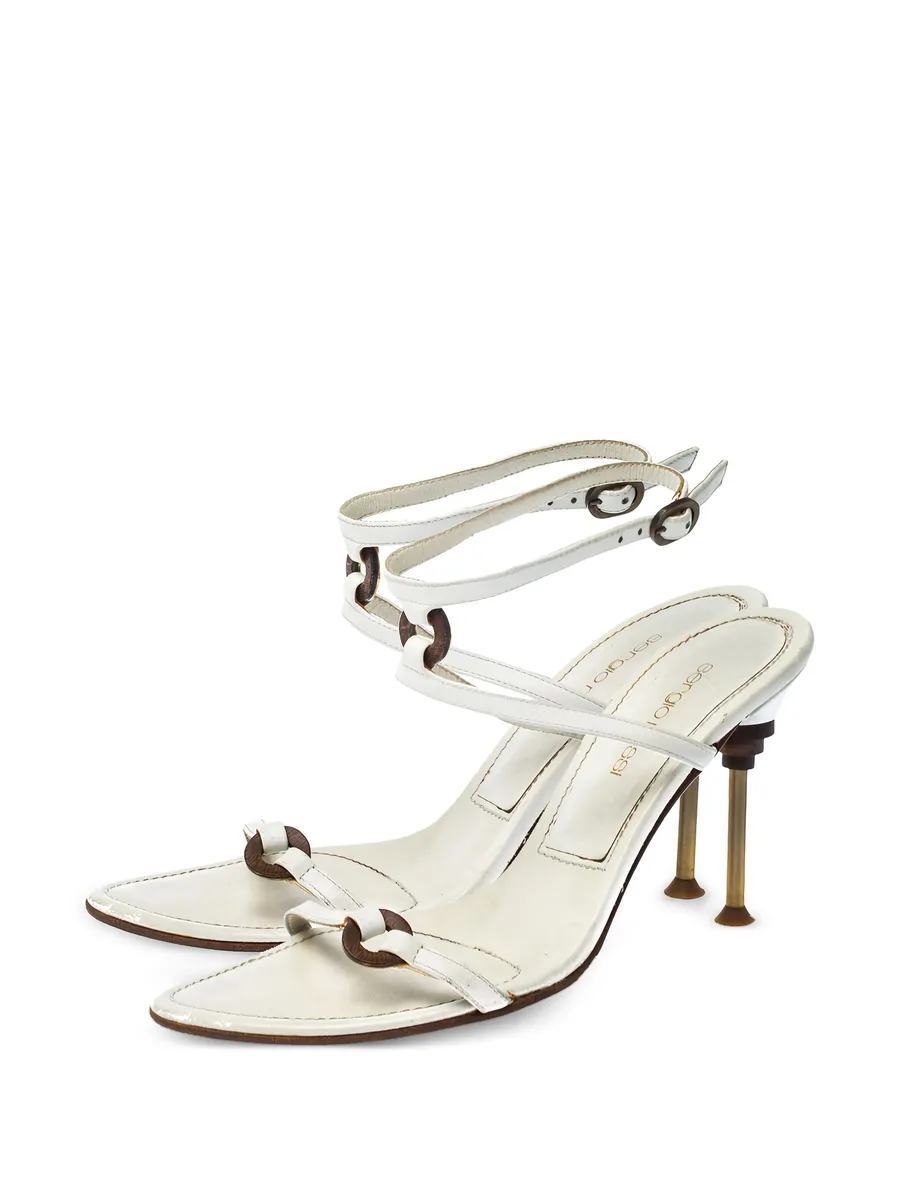 pre-owned 95mm leather sandals 4