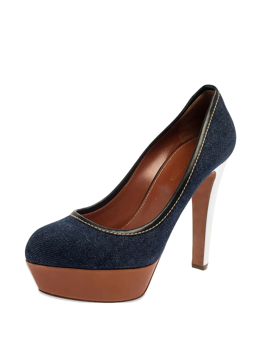 pre-owned 125mm denim pumps 3