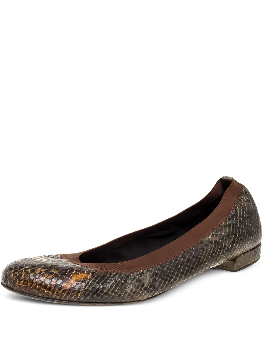 python embossed leather ballet flats 1