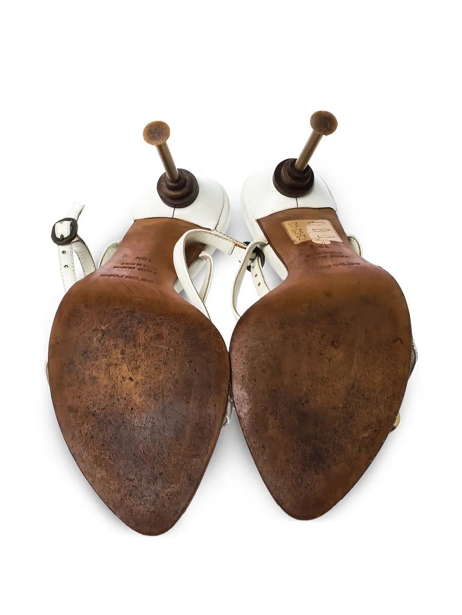 pre-owned 95mm leather sandals 10