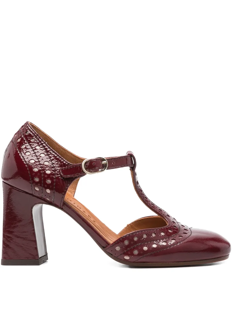 85mm perforated T-bar heeled pumps 2