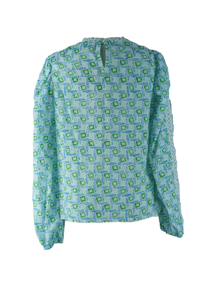 блузка с объемными рукавами и кружевом 3