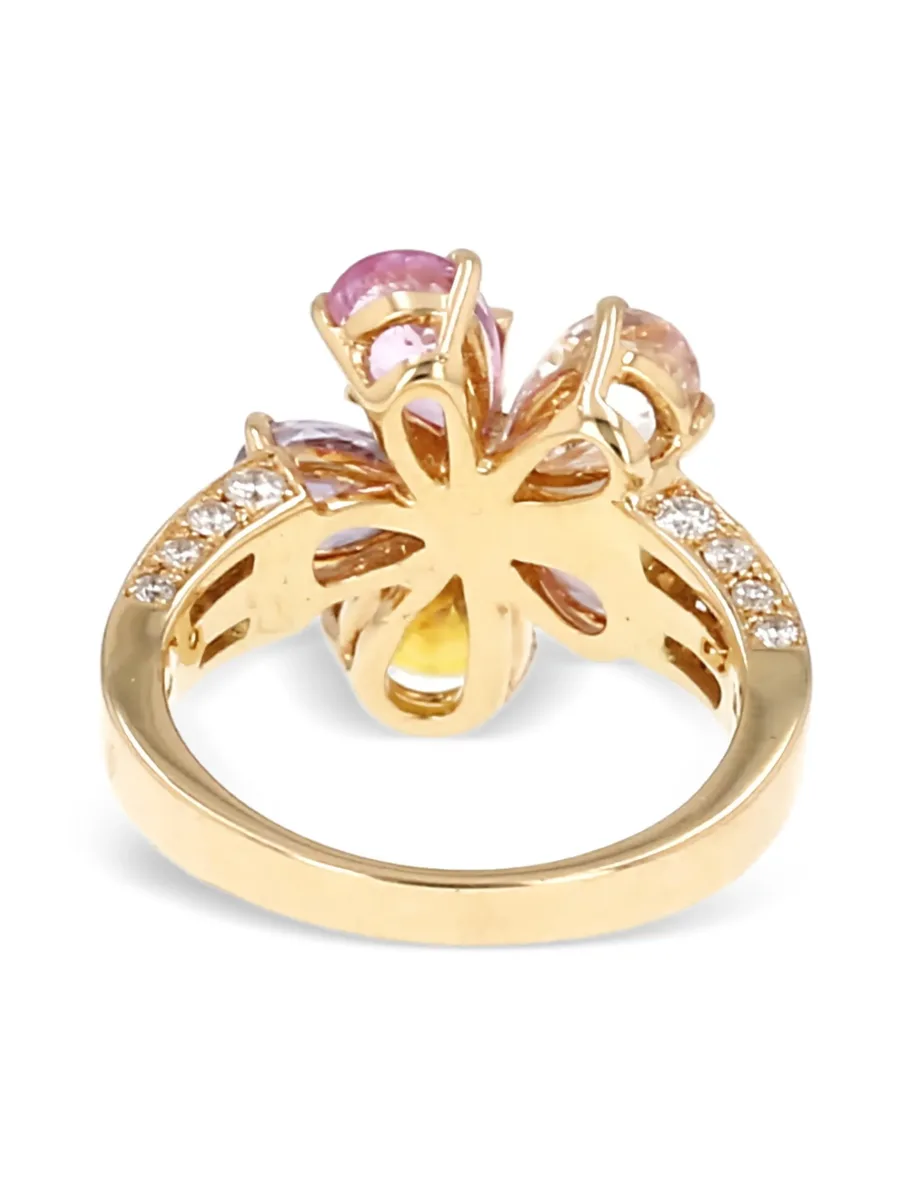 2005 sapphire diamond flower gold ring 5