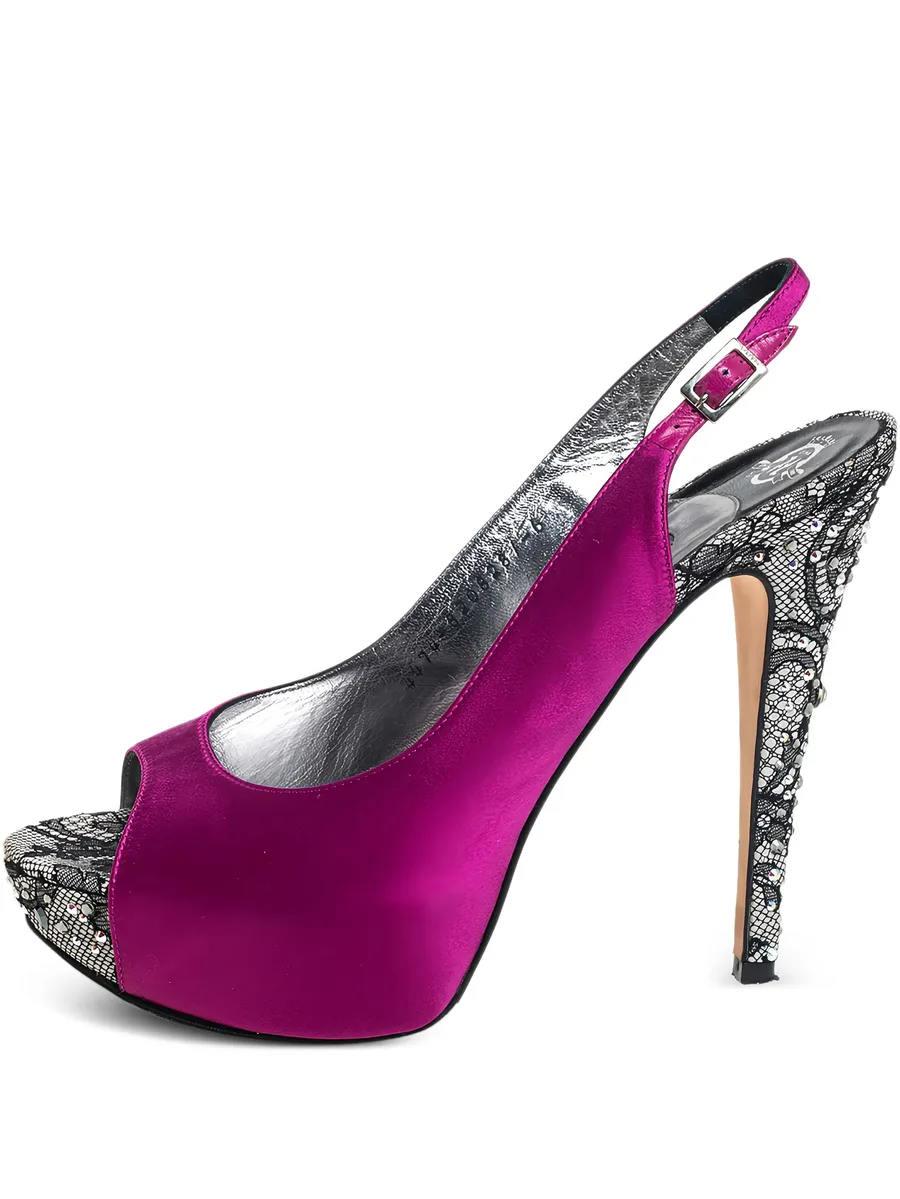 pre-owned satin slingback sandals 1