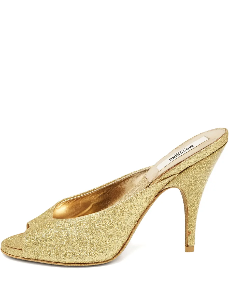 glitter peep-toe mules 1
