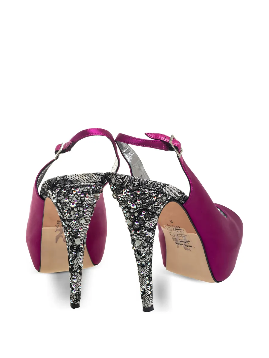 pre-owned satin slingback sandals 8