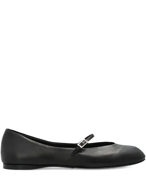 buckle-strap leather ballet flats