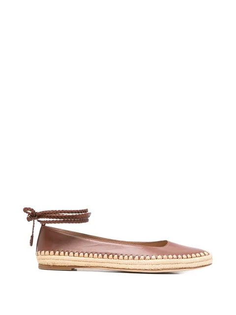 braided-trim leather ballet flats