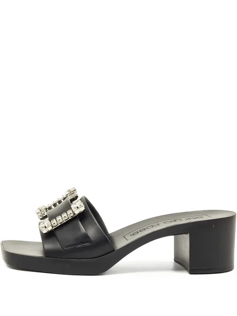 crystal embellished block heel sandals