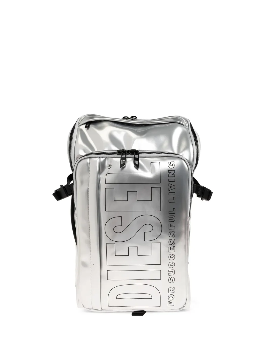 logo-print metallic-effect backpack 1