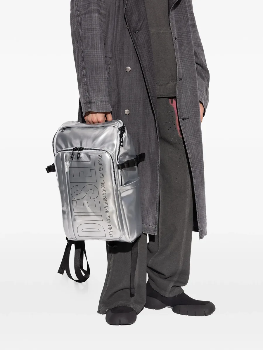 logo-print metallic-effect backpack 2