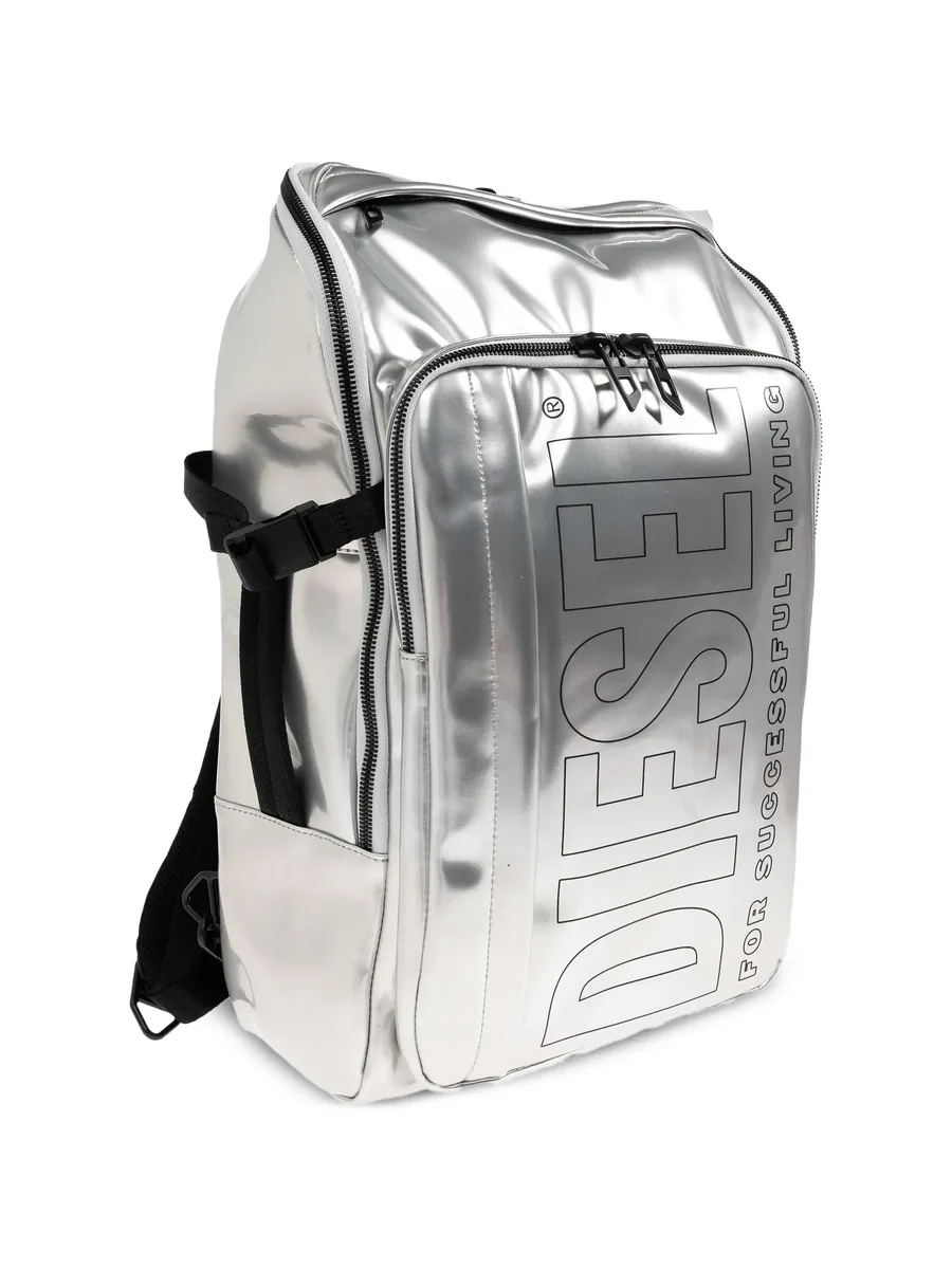 logo-print metallic-effect backpack 5