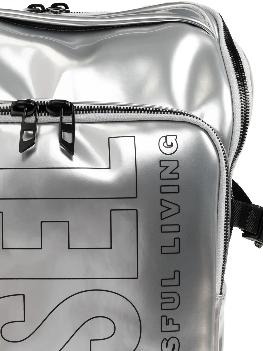 logo-print metallic-effect backpack 7