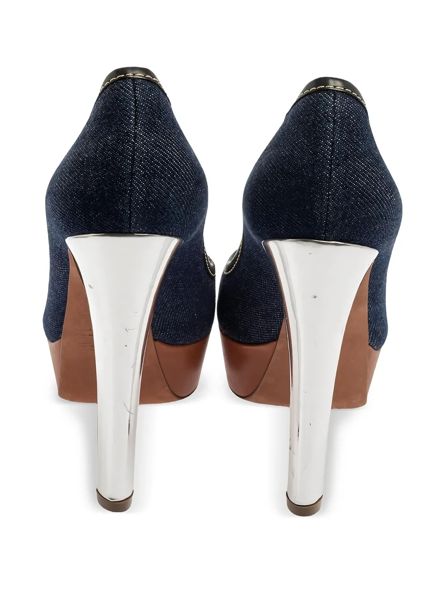 pre-owned 125mm denim pumps 6