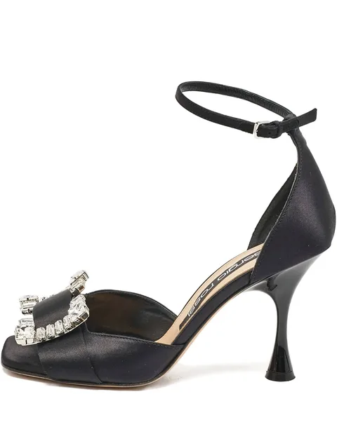 100mm crystal-embellished satin sandals