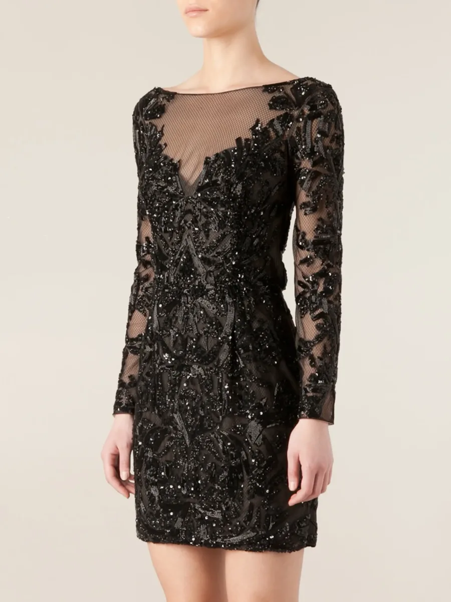 sequin embellished mesh mini dress 5