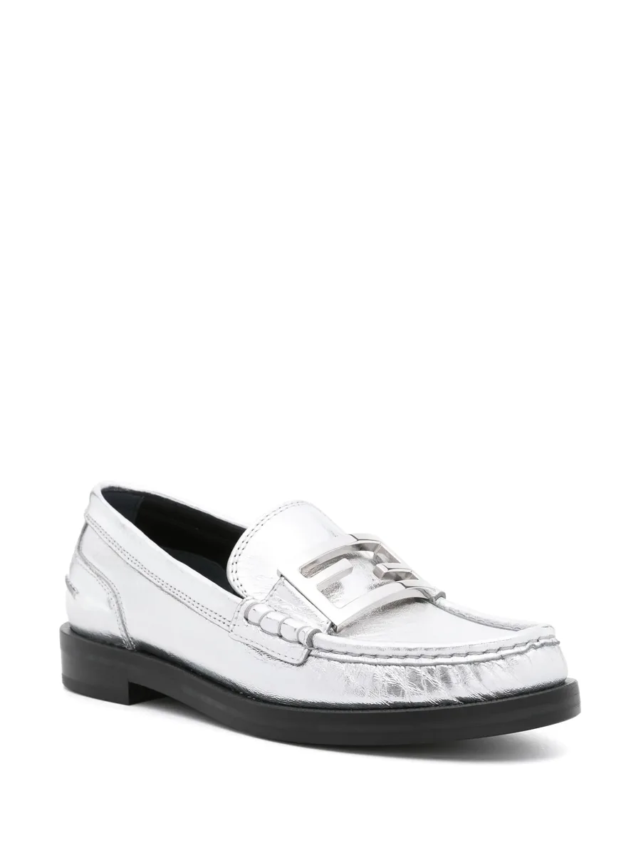 Baguette metallic leather loafers 3