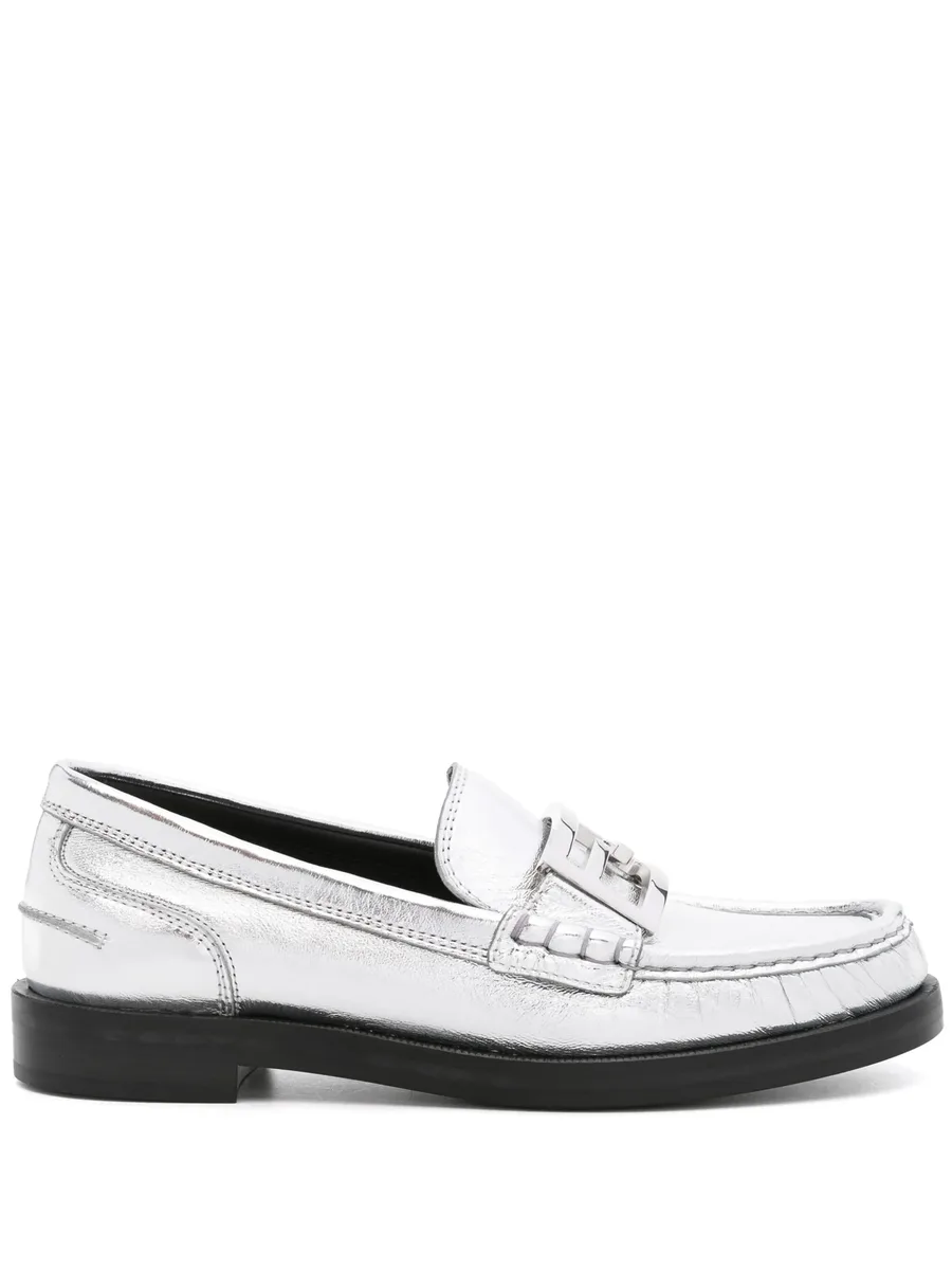 Baguette metallic leather loafers 2