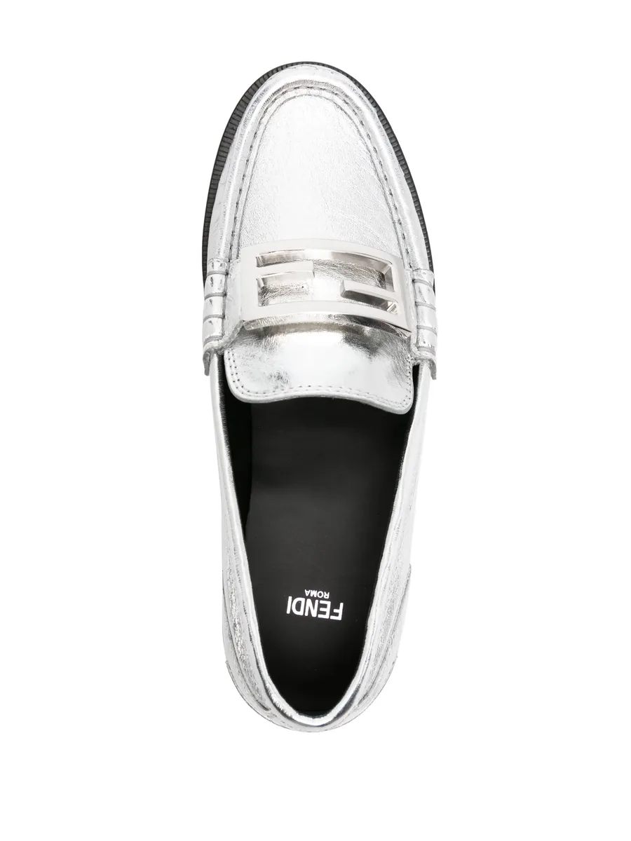 Baguette metallic leather loafers 8