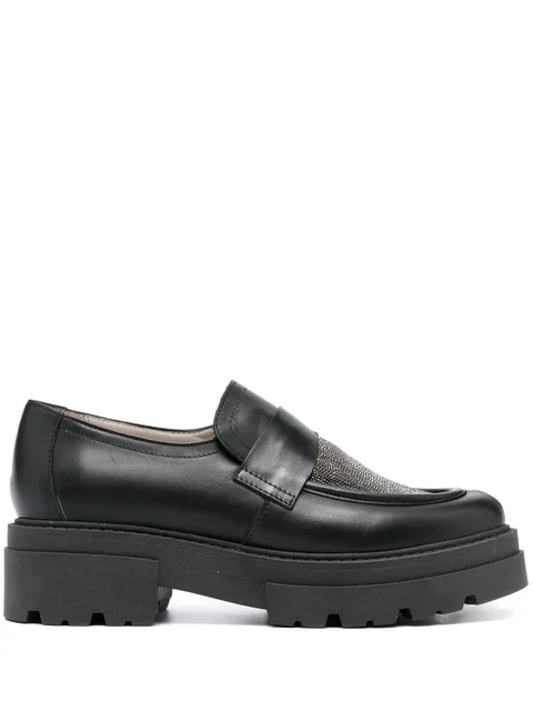 bead-embellished slip-on loafers