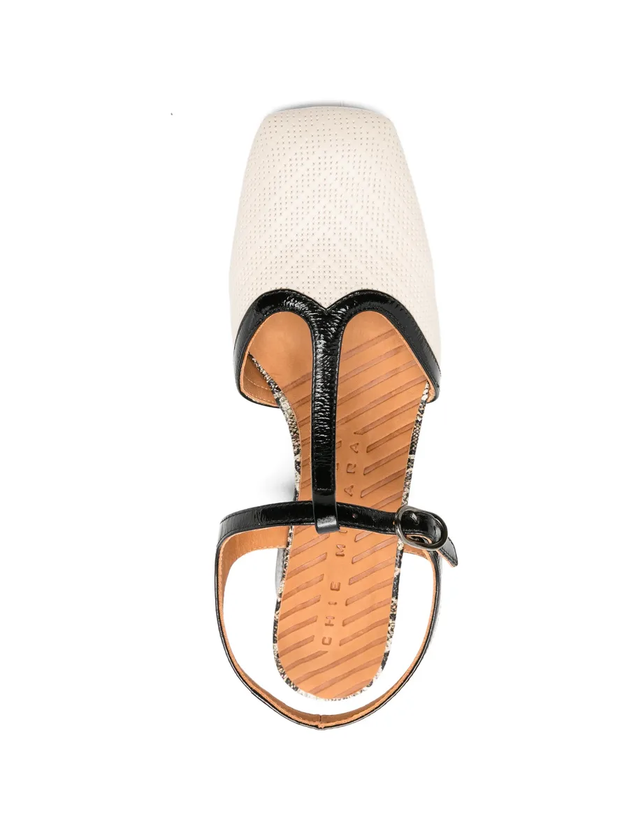 t-strap snakeskin block heel shoes 8