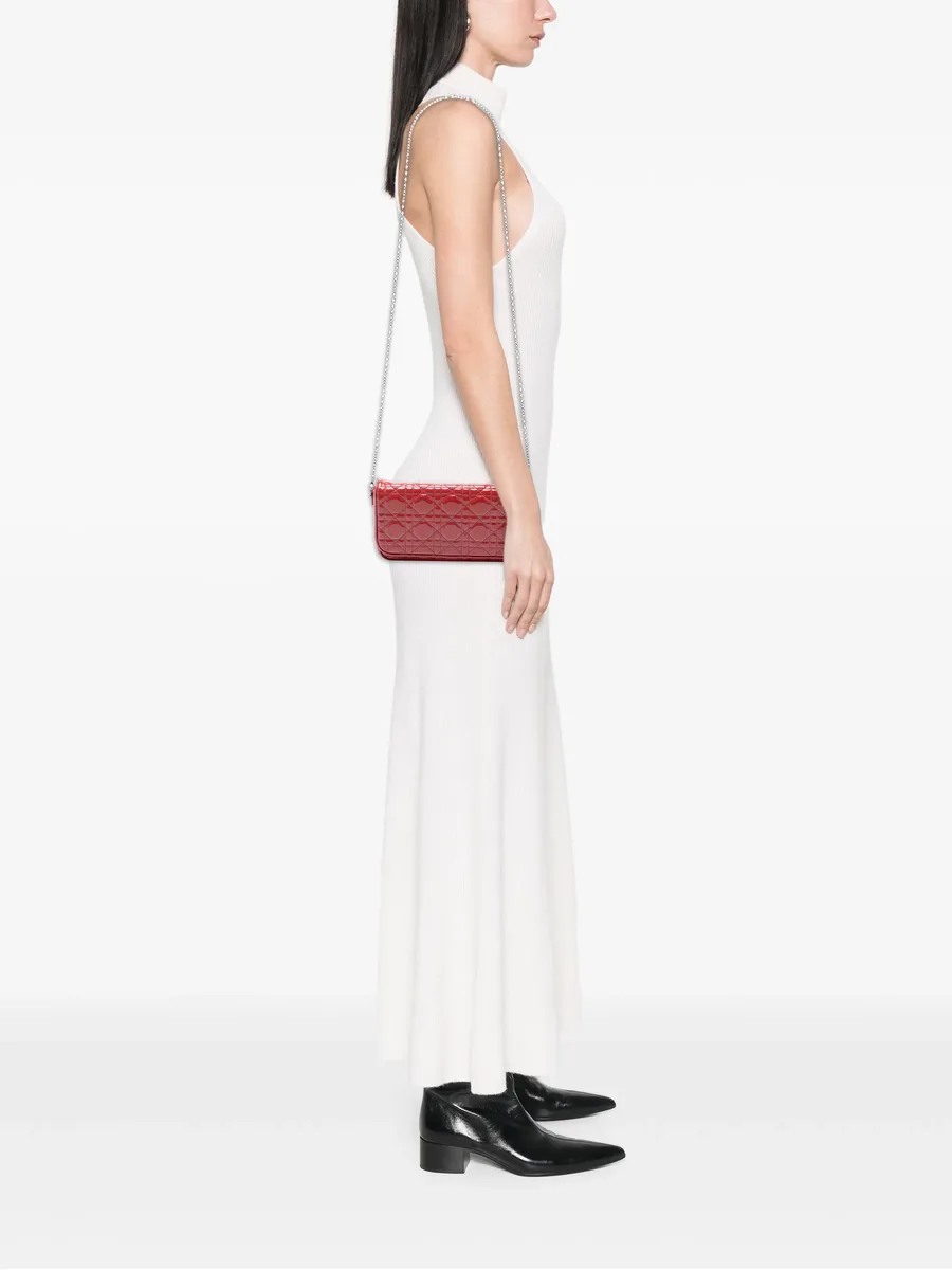лакированная сумка через плечо Cannage Lady Dior Wallet on Chain (2011 год) 4