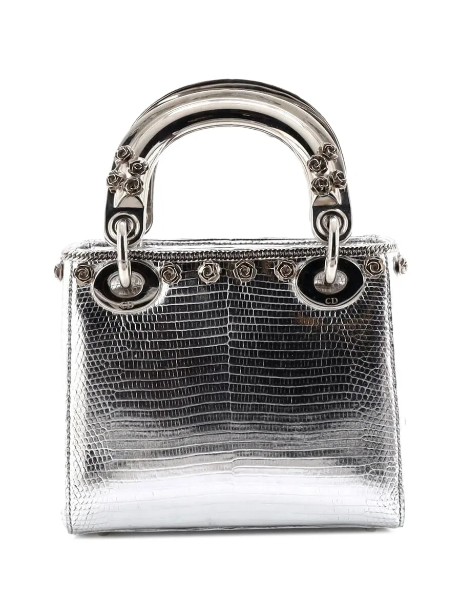 сумка-сэтчел Lady Dior Bag Lizard with Metal Applique размера мини 4