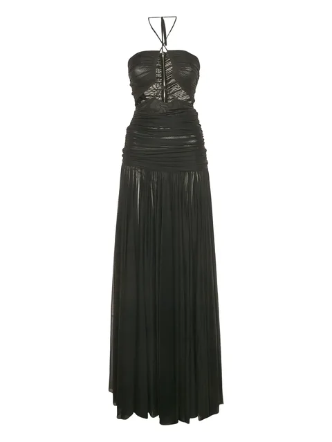 halterneck ruched dress