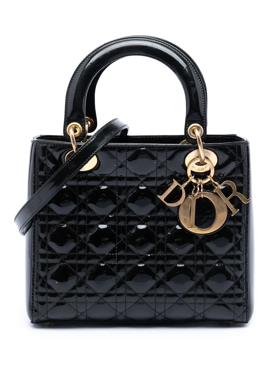 сумка-сэтчел Patent Cannage Lady Dior среднего размера (2012 год) 2