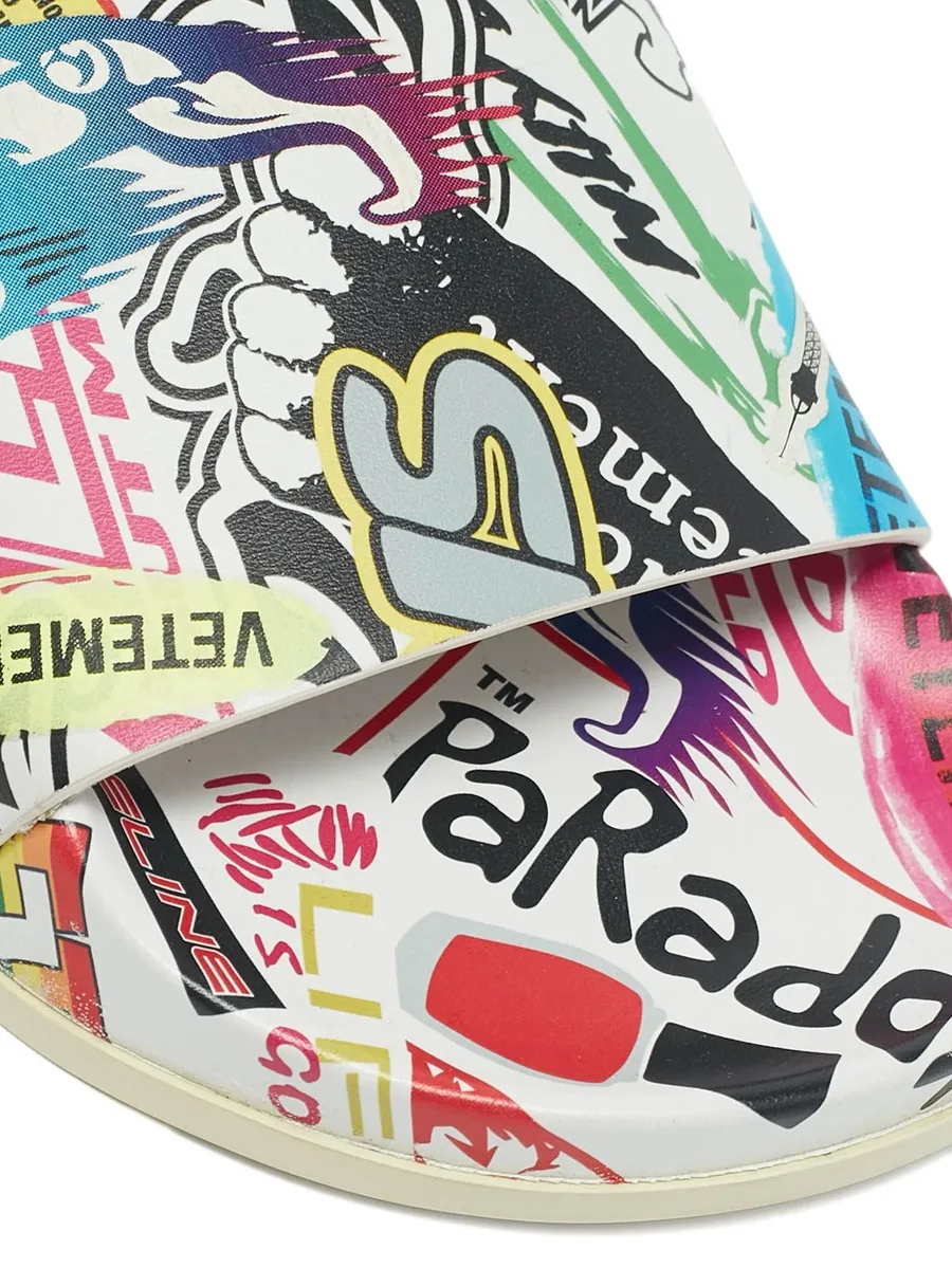 graphic-print leather slides 10