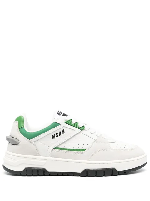 panelled leather sneakers