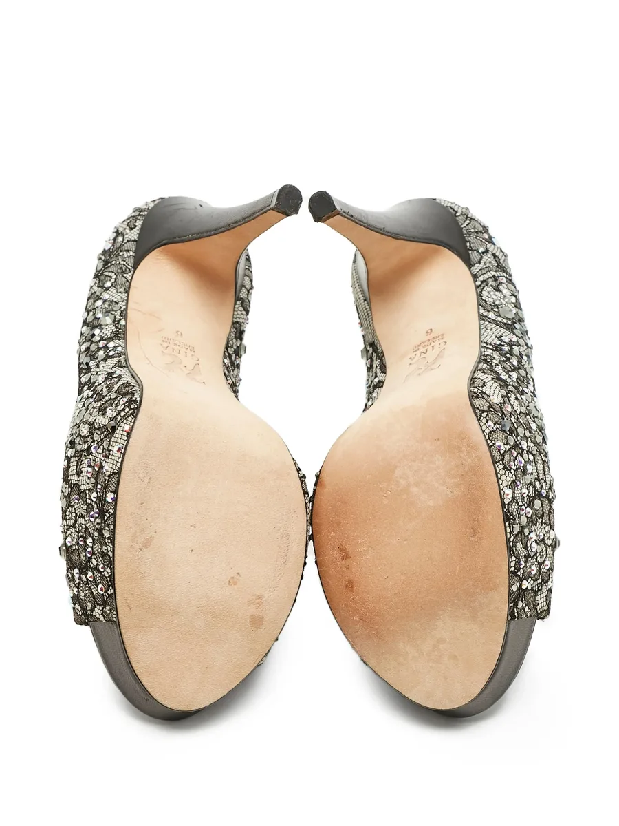 crystal-embellishment lace pumps 9