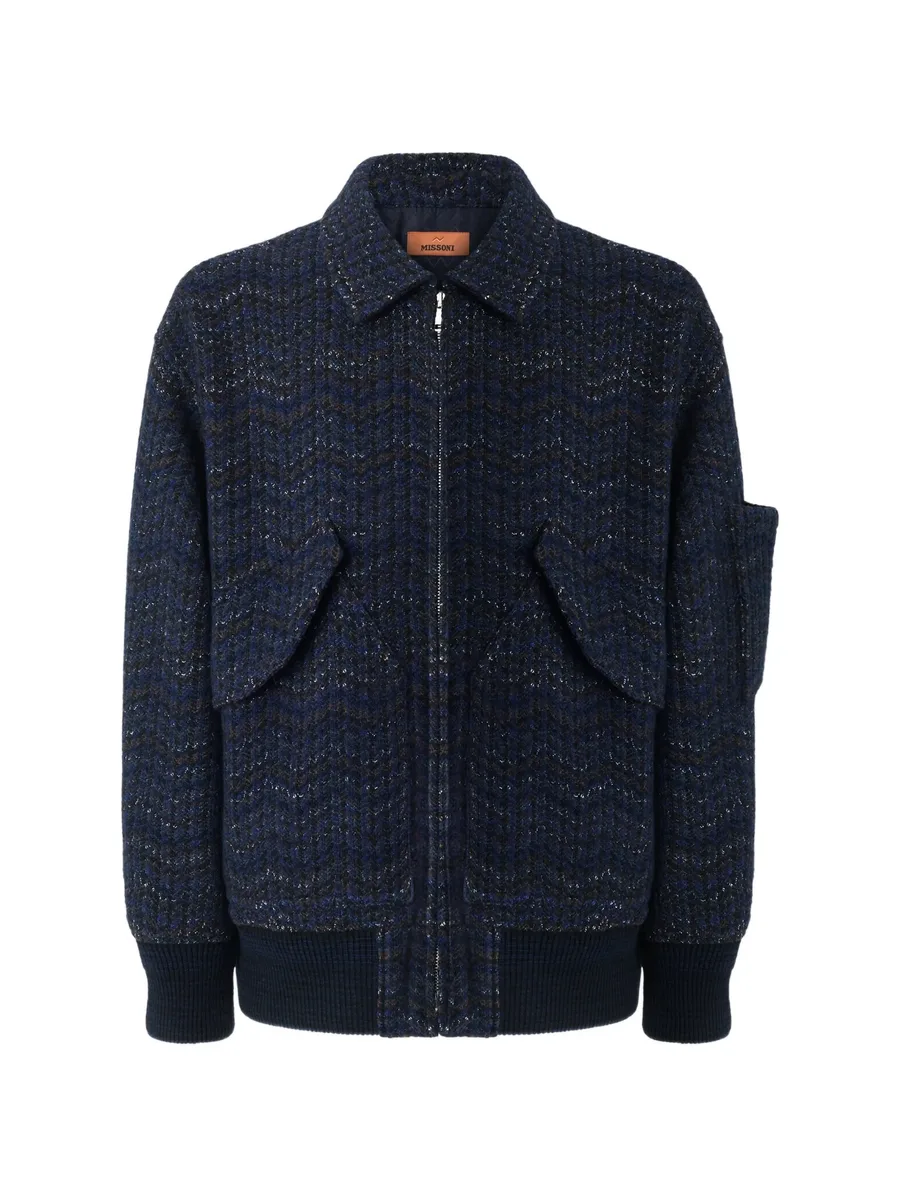 Zigzag-knit bomber jacket 1