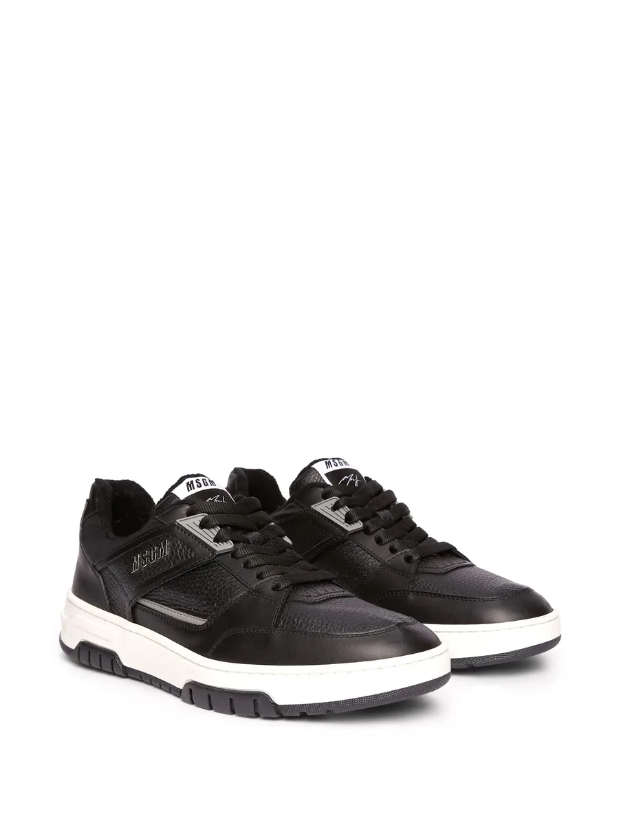 panelled leather sneakers 3