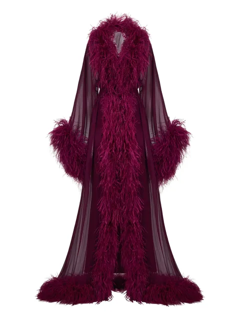 Vedette feather maxi dress