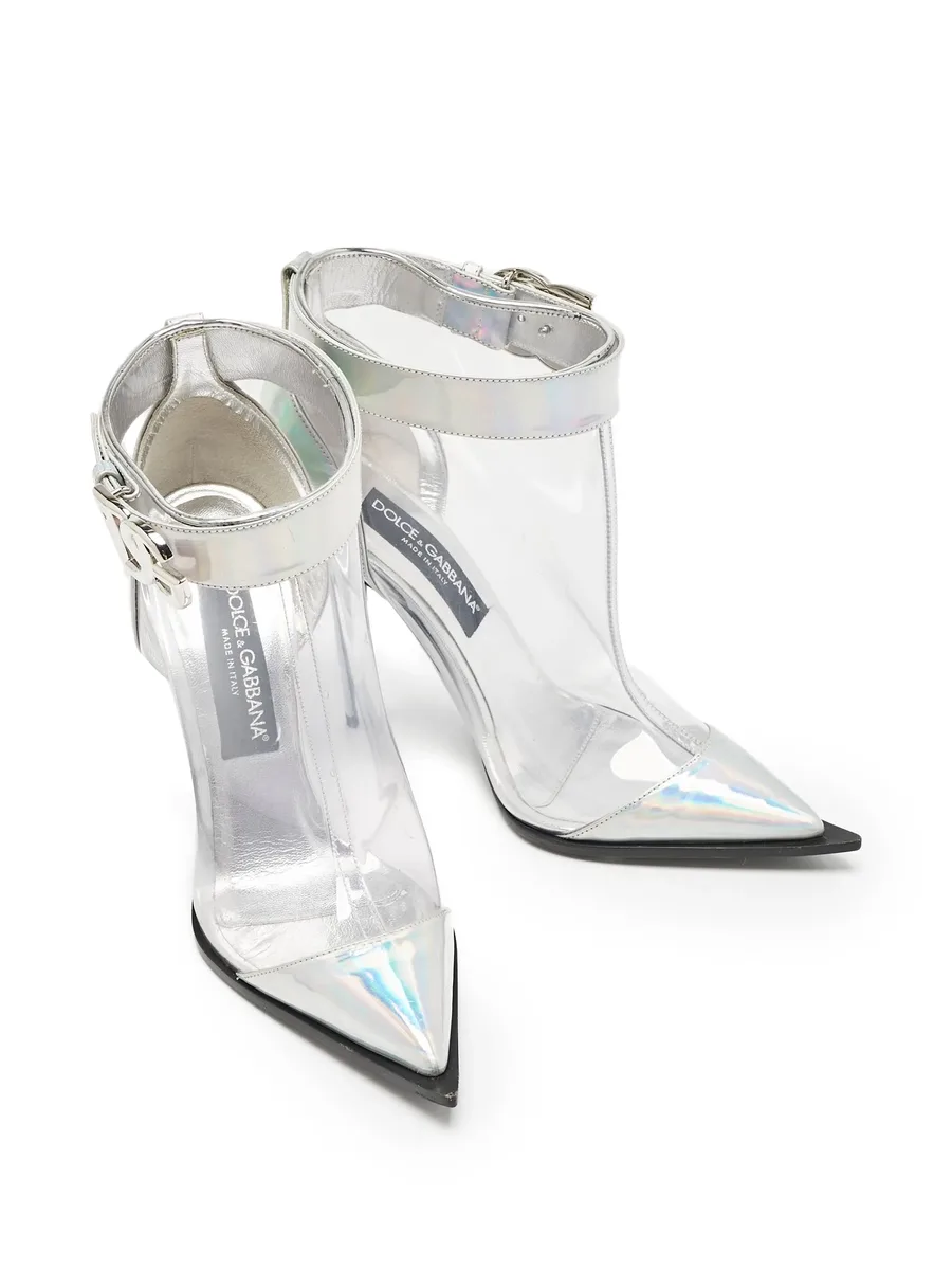 110mm pointed-toe clear ankle boots 10