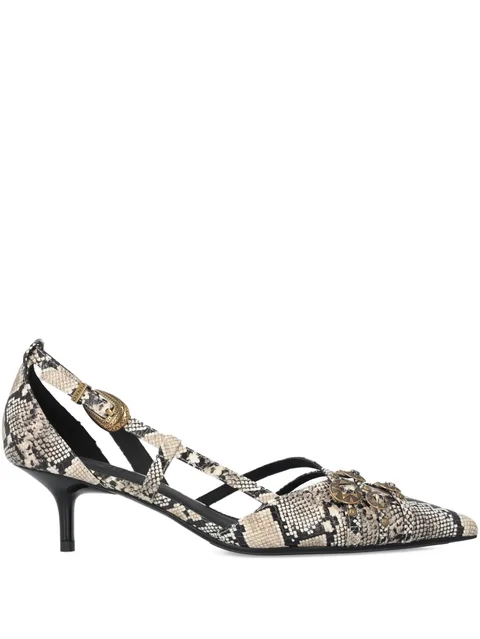 snakeskin-effect pumps