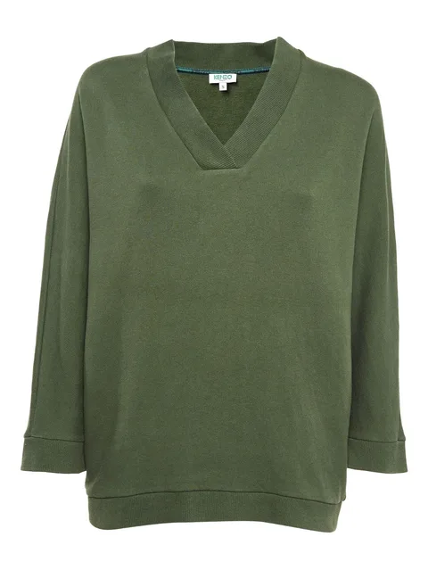 ribbed V-neck sweatshirt