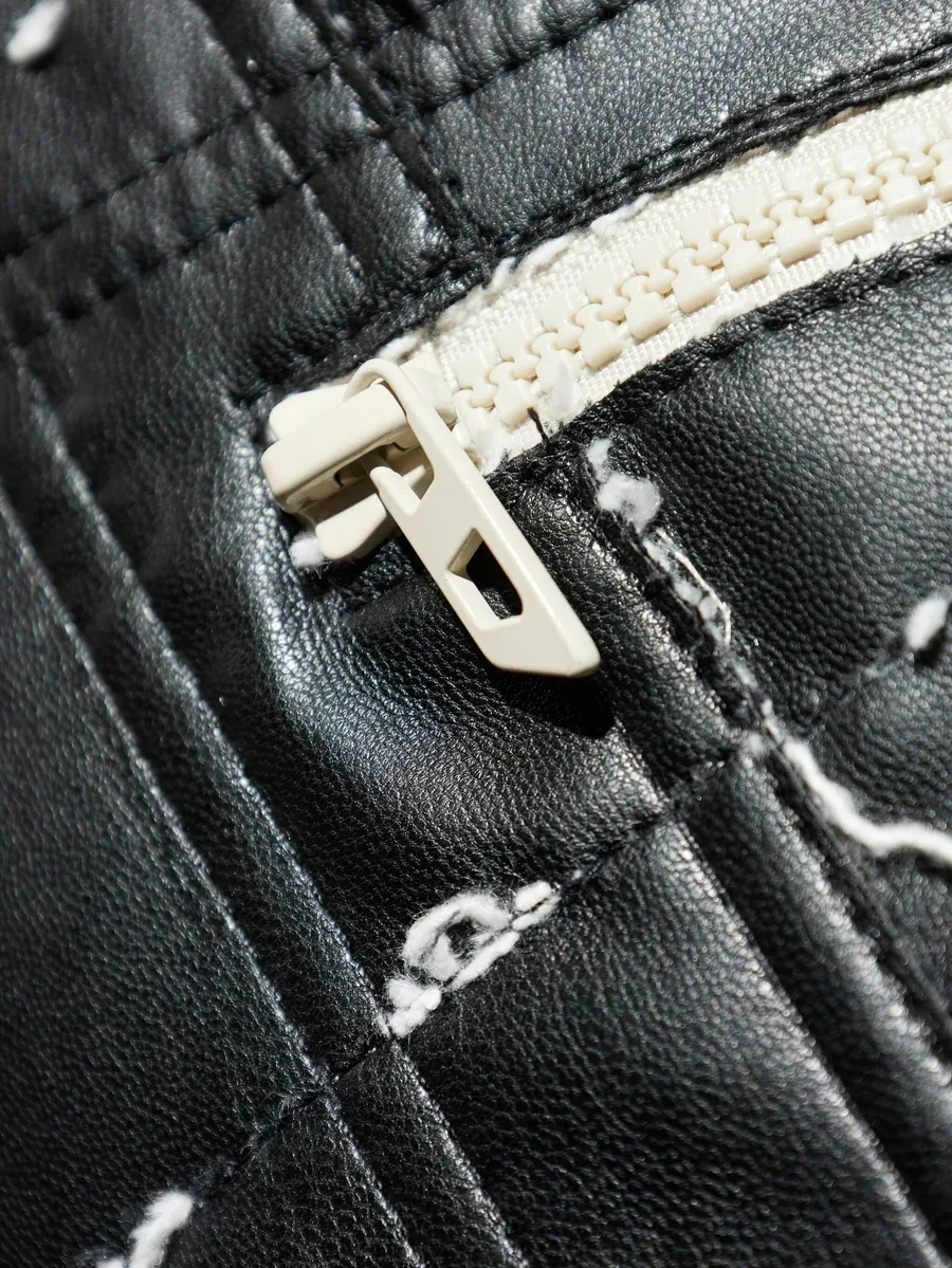 quilted panelled biker jacket 9