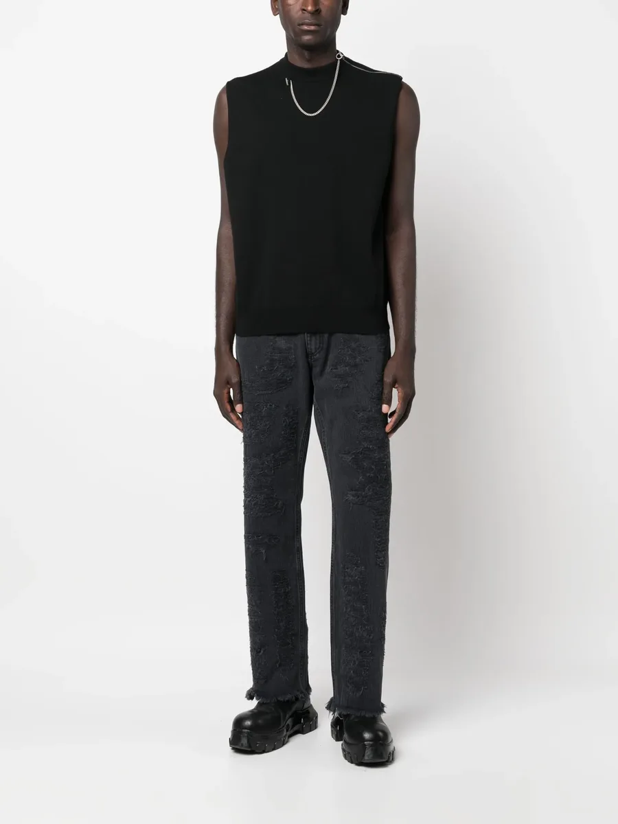 straight-leg distressed-finish jeans 4