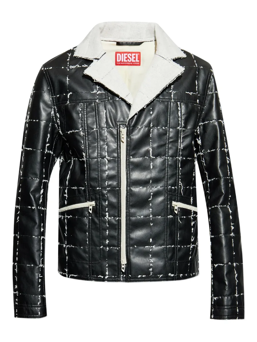 quilted panelled biker jacket 1