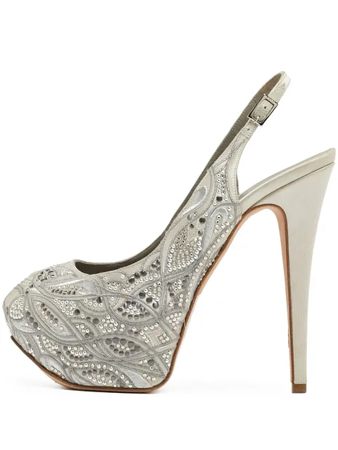 150mm peep-toe heeled pumps
