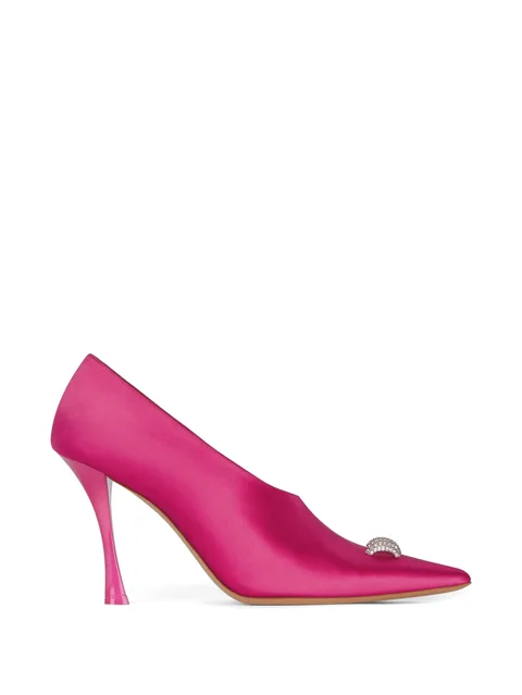 rhinestone-embellished satin pumps