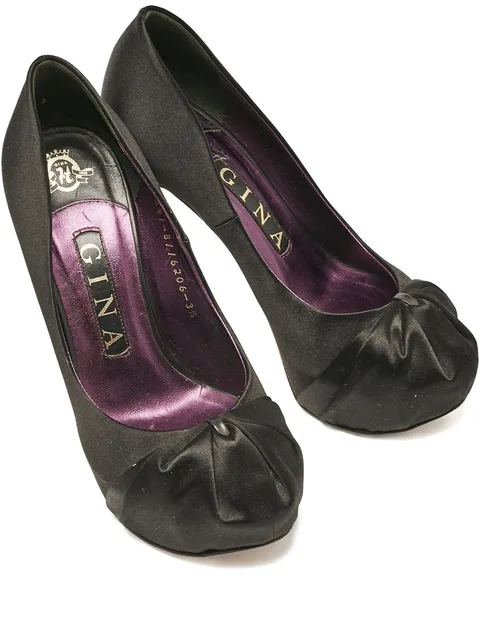 125mm satin platform pumps