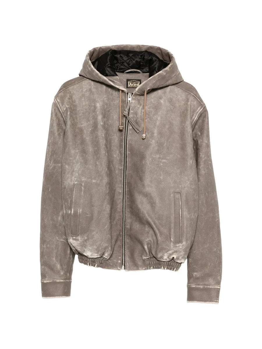 distressed hooded bomber jacket 1
